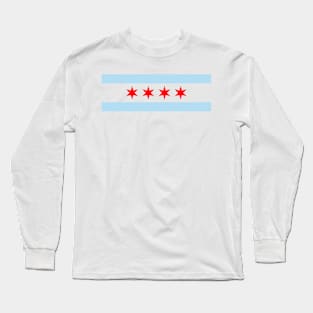 Chicago City Flag White, Blue, Red Long Sleeve T-Shirt